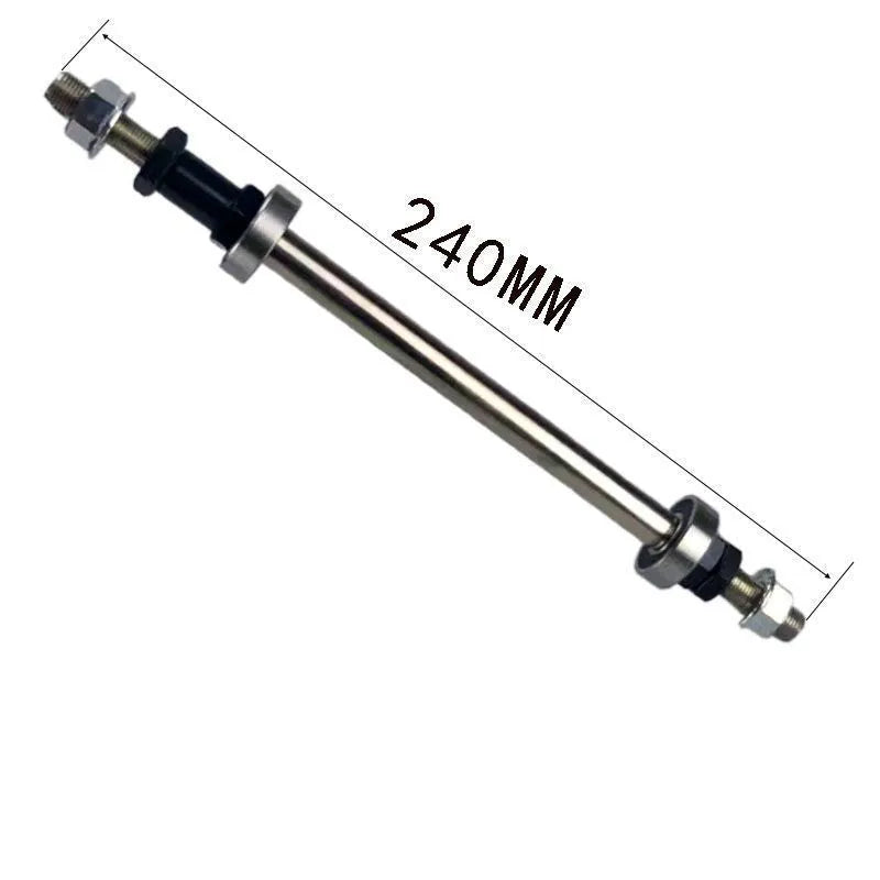 Black 240mm rear solid beam axle kit with two bearings for mountain bike or snowmobile