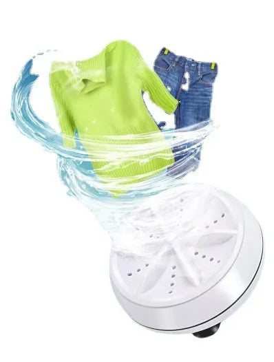 White portable turbo rotary mini washing machine for travel underwear 9x4.5cm USB powered