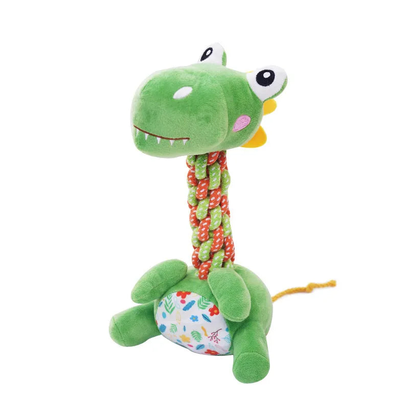 Dog anti-stuffy bite-resistant plush toy with bendable hitches, cotton thread, available in three colours
