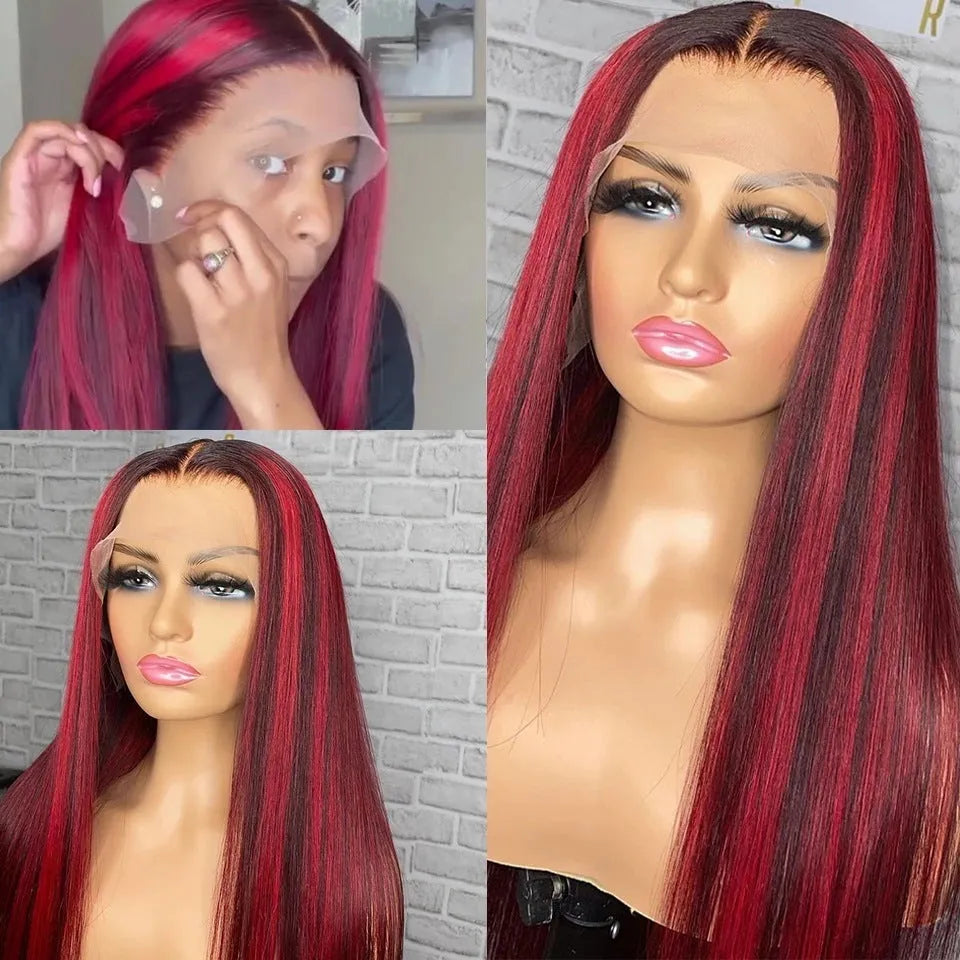 12-inch red real hair lace front wig with 13x4 lace and hand-knitted construction