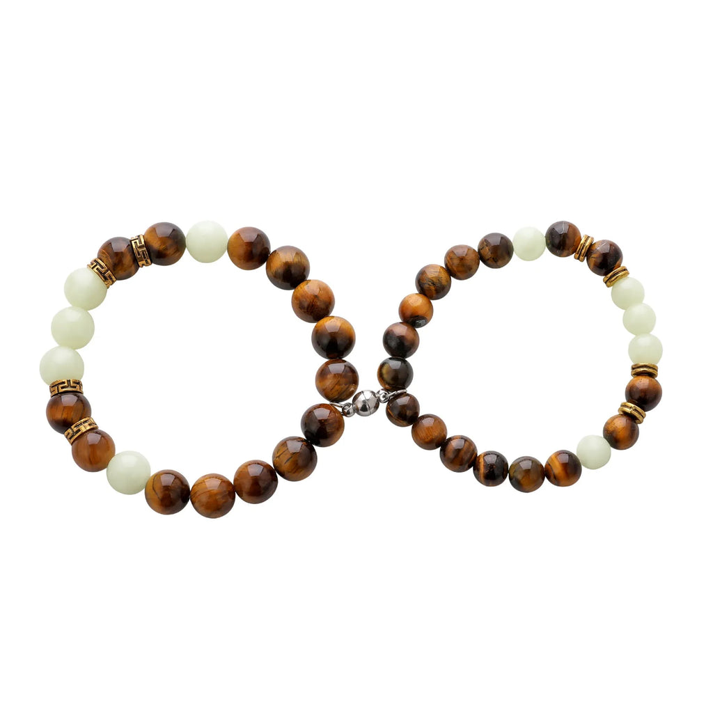 Geometric pattern couple bracelets in luminous amber colour Y552 with retro fashion design