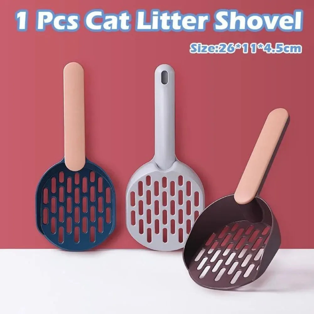 Blue plastic cat litter shovel measuring 26.6cm for pet waste removal