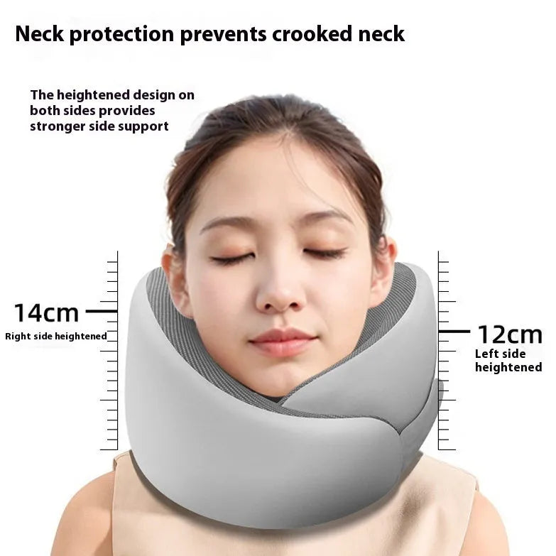 U-shaped memory foam neck pillow with magnetic closure in light grey colour