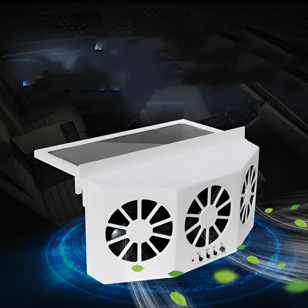 Solar car exhaust fan for GM models with three air outlets, black plastic strips, 220x65x110mm
