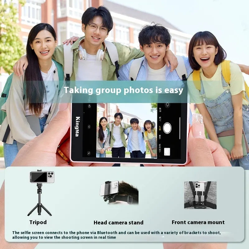 Magnetic selfie display screen for mobile phone rear camera, black or pink, HDMI same screen device