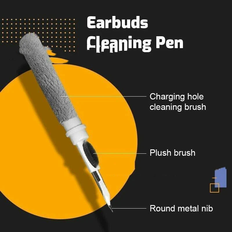 Premium wireless earbud cleaning kit with soft brush and microfiber tip for thorough cleaning of earphones, phones, and other electronics