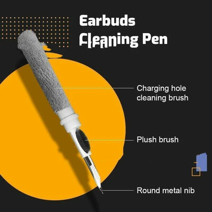 Premium wireless earbud cleaning kit with soft brush and microfiber tip for thorough cleaning of earphones, phones, and other electronics