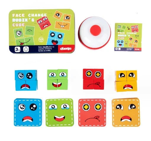 Wooden Emoji Puzzle Blocks - Educational toy for improving hand-eye coordination, logical thinking, and fine motor skills