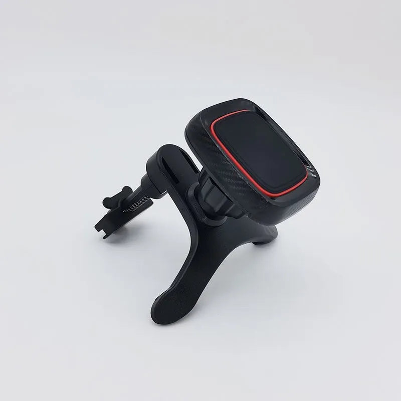 Black car air vent phone mount with long brush holder arm for smartphone navigation