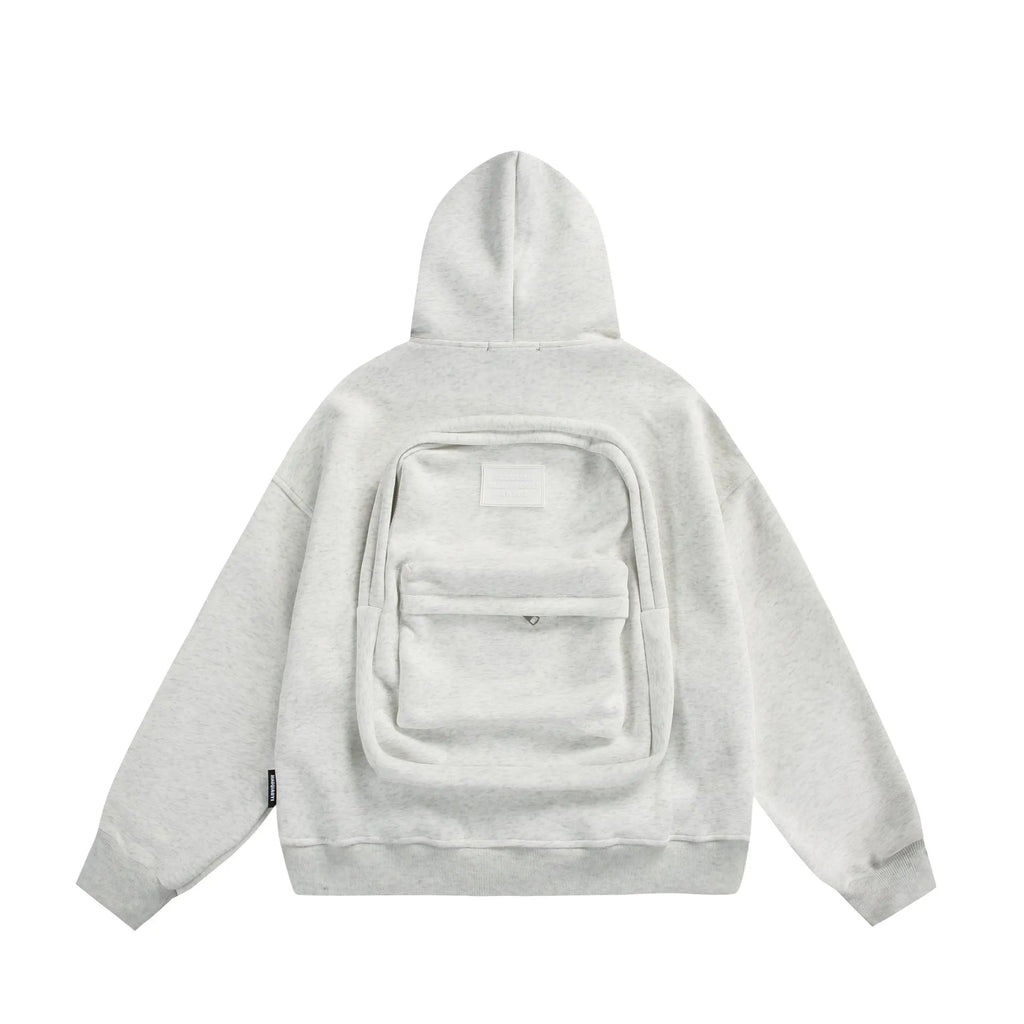 Solid colour cotton cardigan coat with back bag detail in loose fit