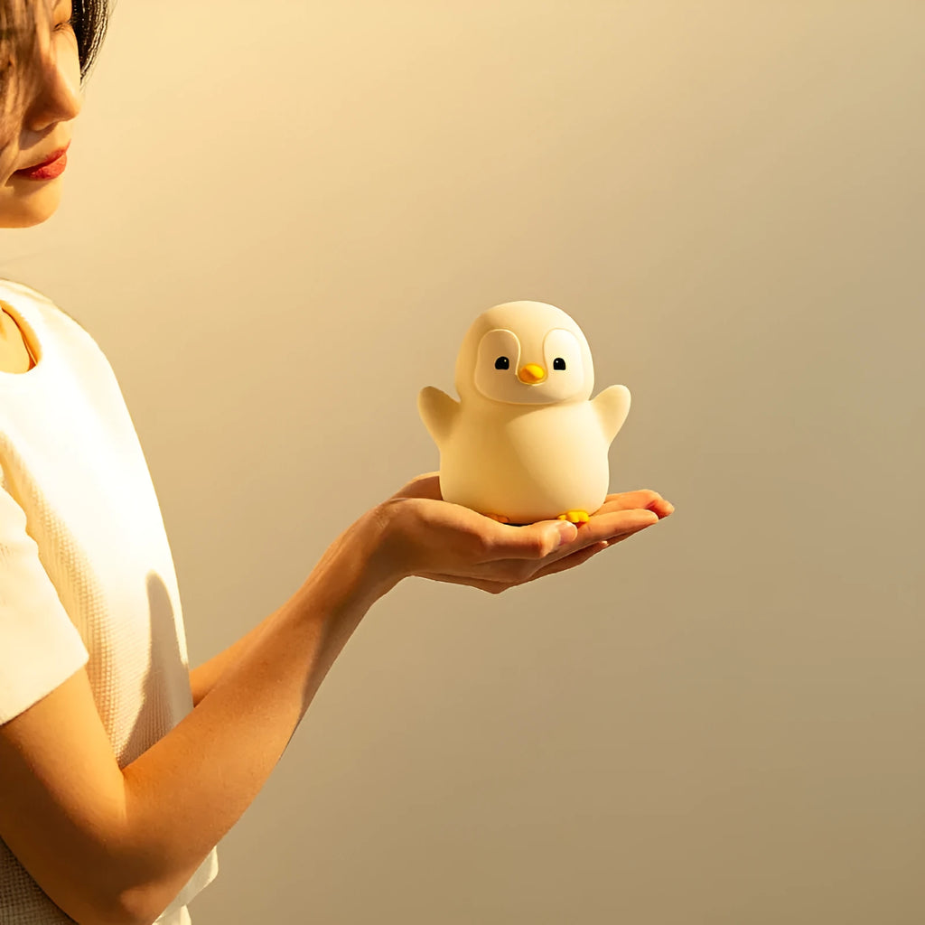 Pat USB rechargeable penguin baby night light in cartoon style with two sizes for children's room