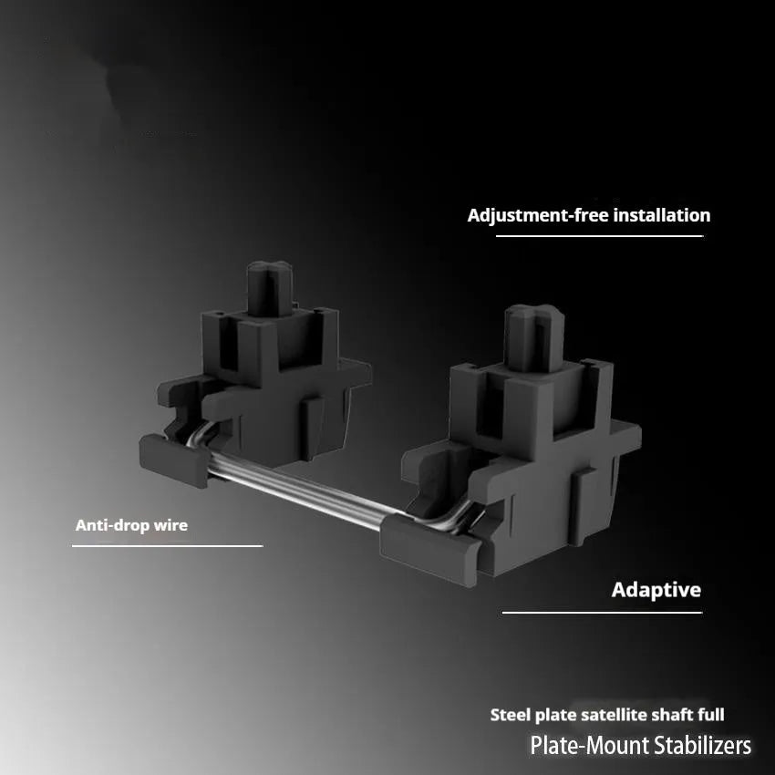 Black and milky white mechanical keyboard stabiliser sets for 6.25U and 7U spacebar layouts