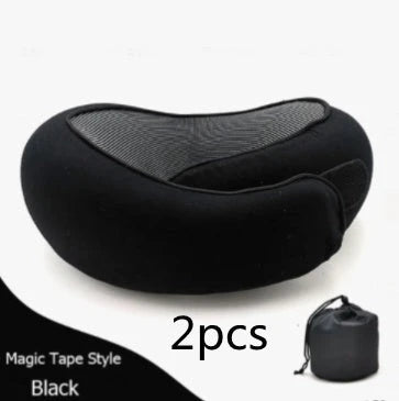 Ergonomic memory foam travel neck pillow with U-shaped design for comfortable neck support during flights and commutes