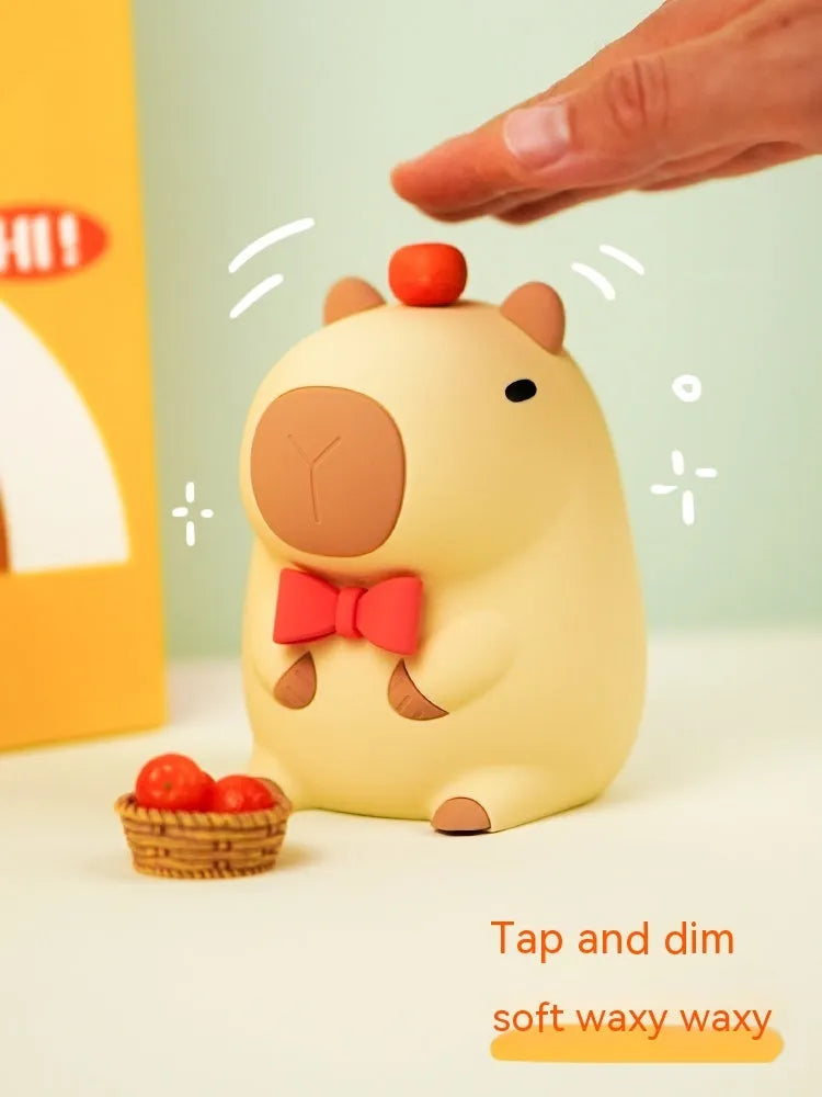 Capybara silicone night lamp with LED light and USB charging cable