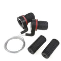 Black mountain bike shifting handle set with cables and grips for 22.2mm handlebars