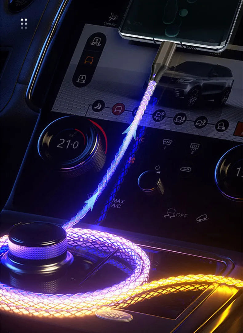 RGB One Drag Three illuminating data cable, 1.2 m, Lightning Micro USB TYPE-C, white TPE