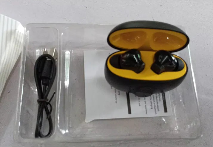Wireless in-ear sports headset with noise reduction, waterproof PC ABS design, digital display, shown in black