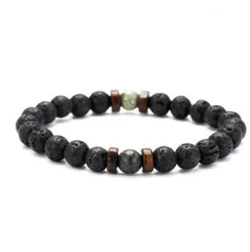 Premium men's black volcanic stone bracelet with unique, durable design and adjustable fit