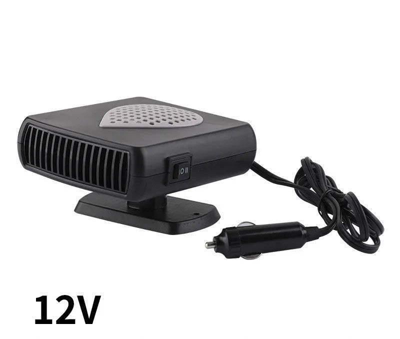 150W car demisting and defrosting device with quick-heat fan, ABS PP construction, black and red 12V model