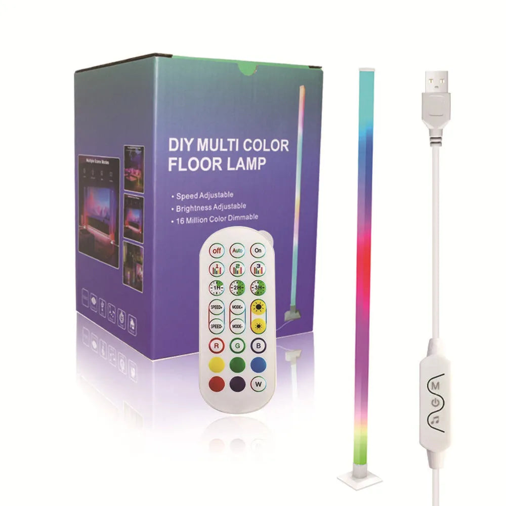 Corner floor lamp with remote control, colour-changing light, 120cm or 150cm, modern simplicity style