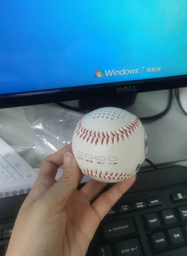 Baseball-themed Bluetooth portable speaker in green colour with USB port