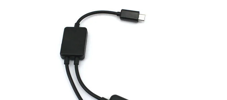 Black Micro USB OTG one-to-four adapter cable with switch and three USB ports