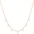 Adjustable 925 silver drop-shaped necklace with artificial zircon pendant on O-shaped chain in golden yellow, rose gold, or silver finish.