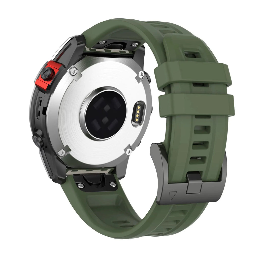 Jiaming Fenix7 compatible quick release silicone watchband in multiple colours on a white background.