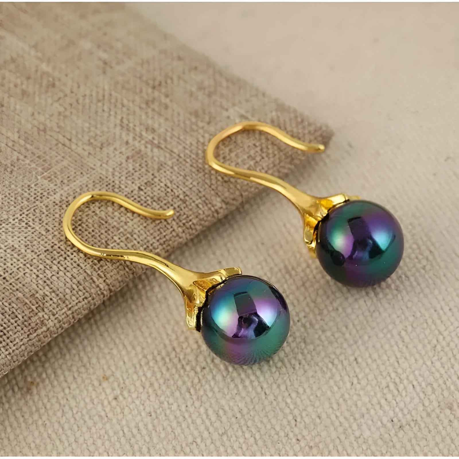 Retro style electroplated alloy earrings with imitation gold finish for female office lady fashion
