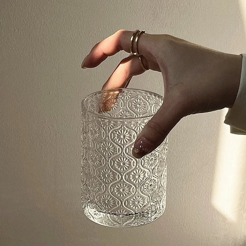 Begonia solid colour glass water cup in 250ml and 380ml sizes with straight round design