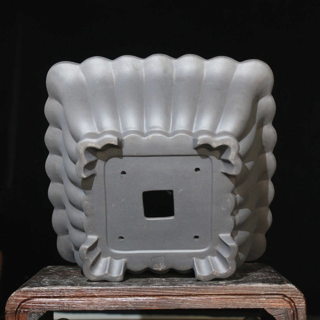 Purple sand ceramic square bonsai pot with warp device shape, du Xiliang colour