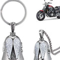 Vintage white angel feather necklace and keychain set made from electroplated alloy