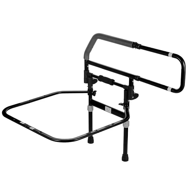 Carbon steel bedside bed aid armrest with PU sponge armrest, height adjustable 32-50cm, floor-foldable, punch-free