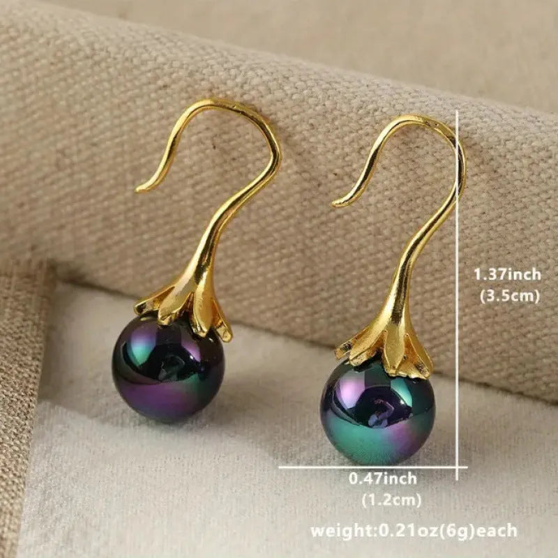 Retro style electroplated alloy earrings with imitation gold finish for female office lady fashion