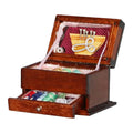Miniature wooden sewing machine ornament with birch wood construction measuring 2.2cm×3.4cm×2.3cm