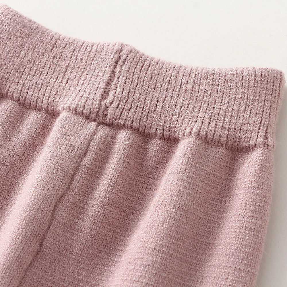 Girls' knitted cotton sweater and pants set in pink or white, sizes 66cm to 100cm, long sleeve pullover outfit