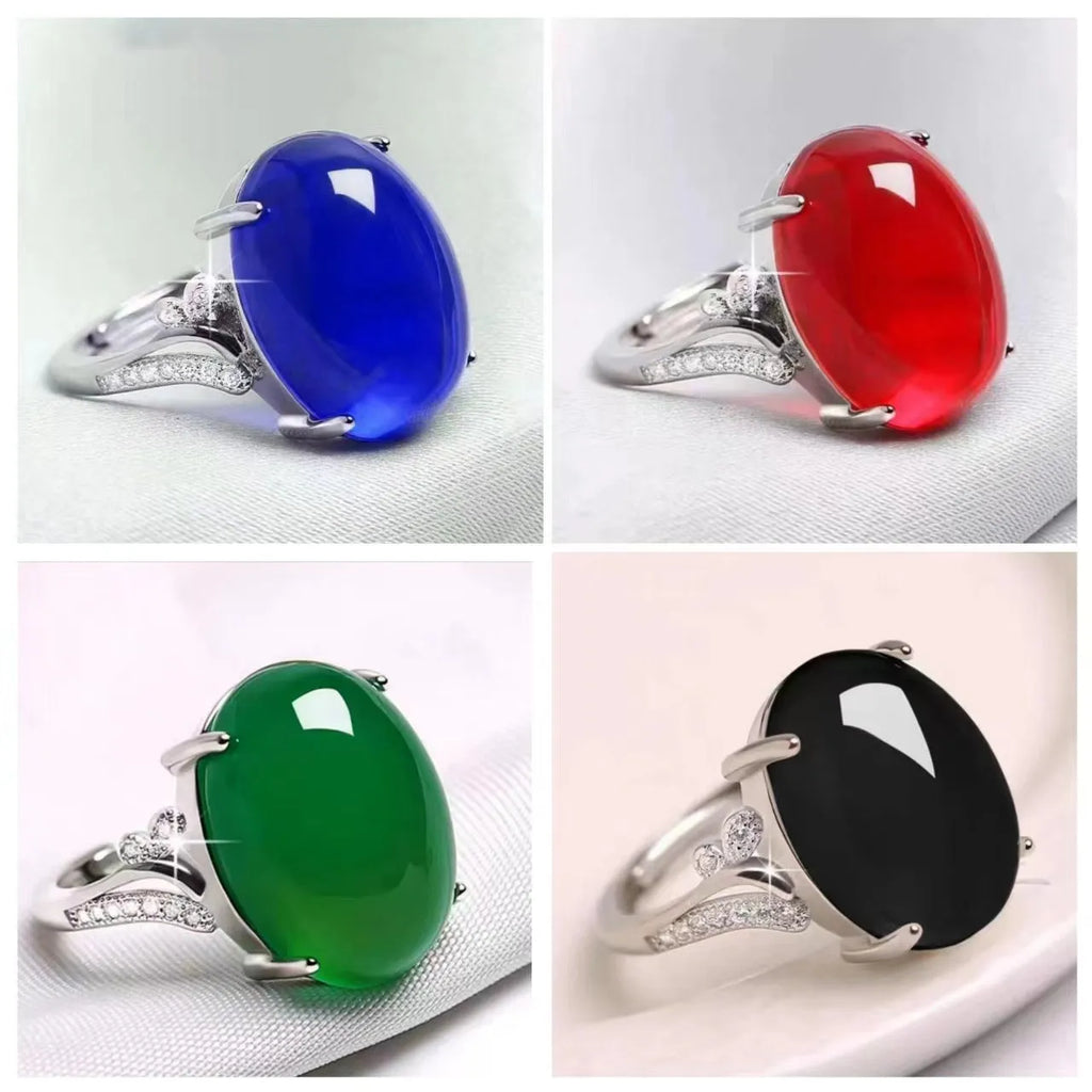 Women's adjustable ethnic sapphire ring with geometric styling in multiple colour options
