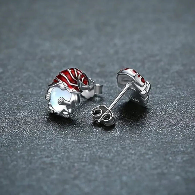 Santa Claus heart-shaped earrings for women with white gold electroplated finish