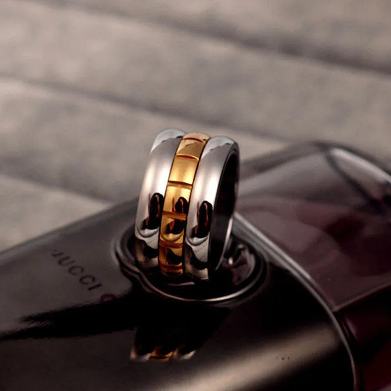 Gold titanium steel ultra-wide knuckle ring with rotatable band in sizes 7-10