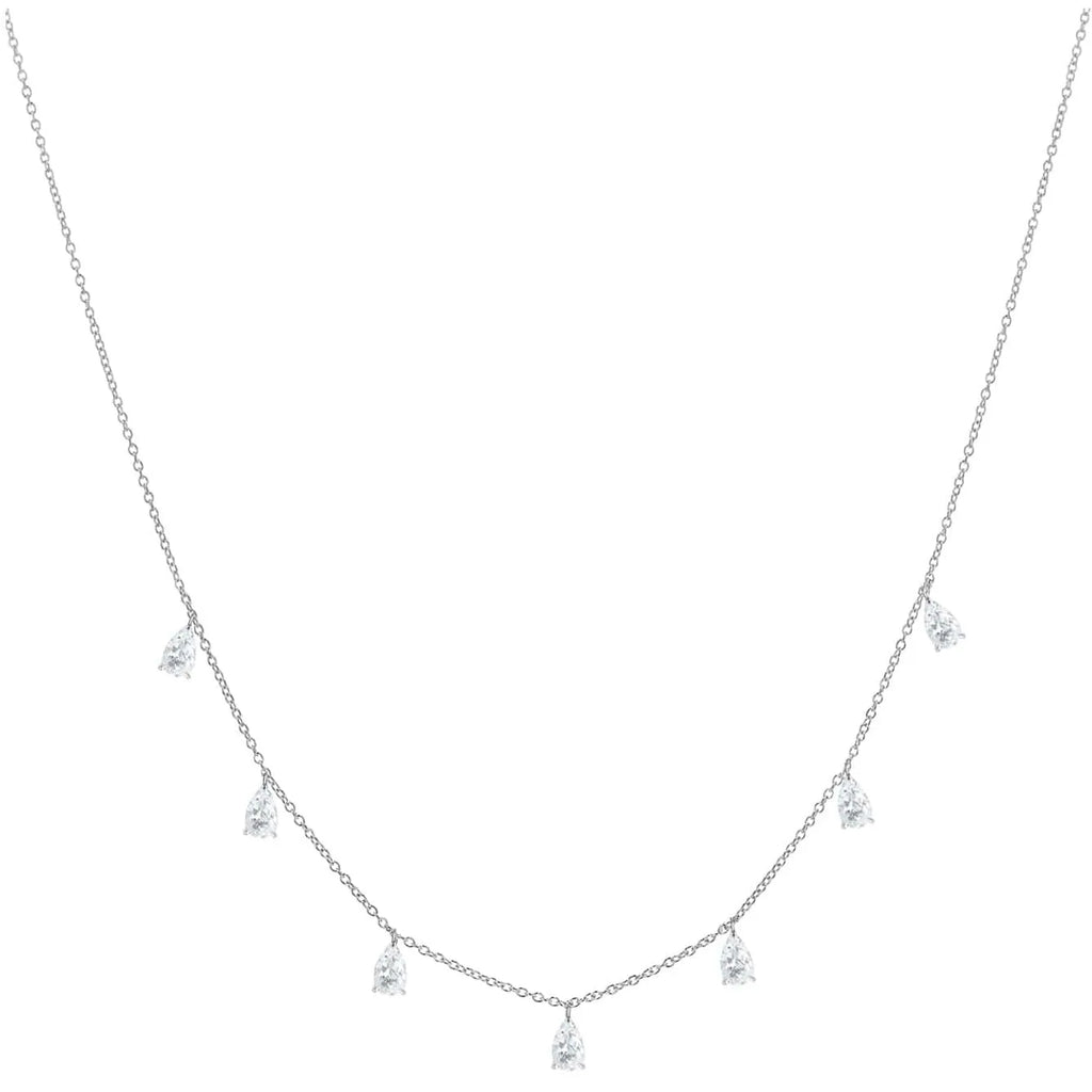 Adjustable 925 silver drop-shaped necklace with artificial zircon pendant on O-shaped chain in golden yellow, rose gold, or silver finish.
