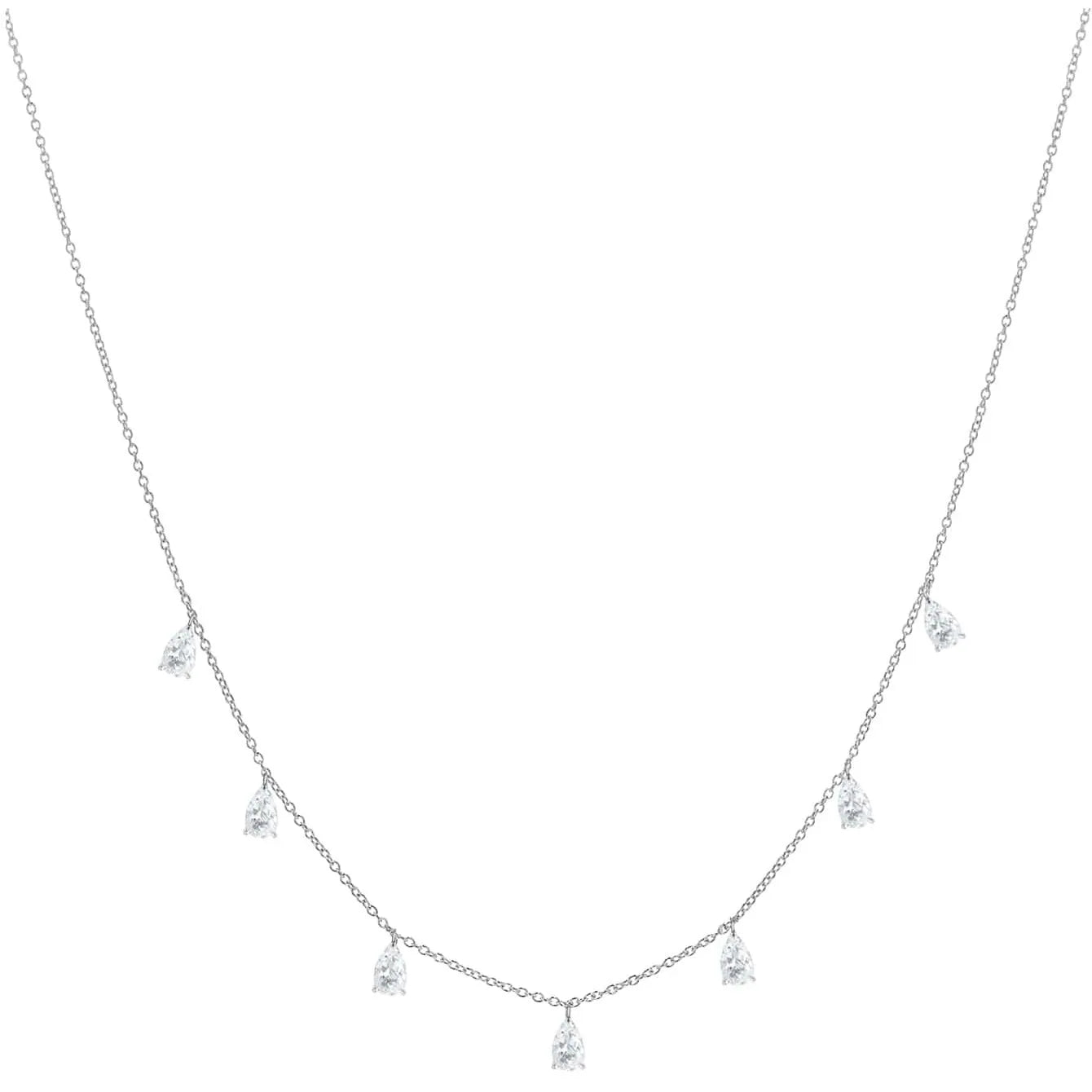 Adjustable 925 silver drop-shaped necklace with artificial zircon pendant on O-shaped chain in golden yellow, rose gold, or silver finish.