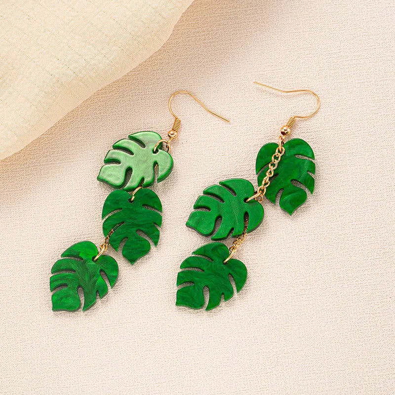Pair of acrylic jackfruit and coconut drop earrings on alloy hooks for women.