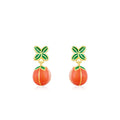 S925 sterling silver lucky persimmon dripping stud earrings in new Chinese style