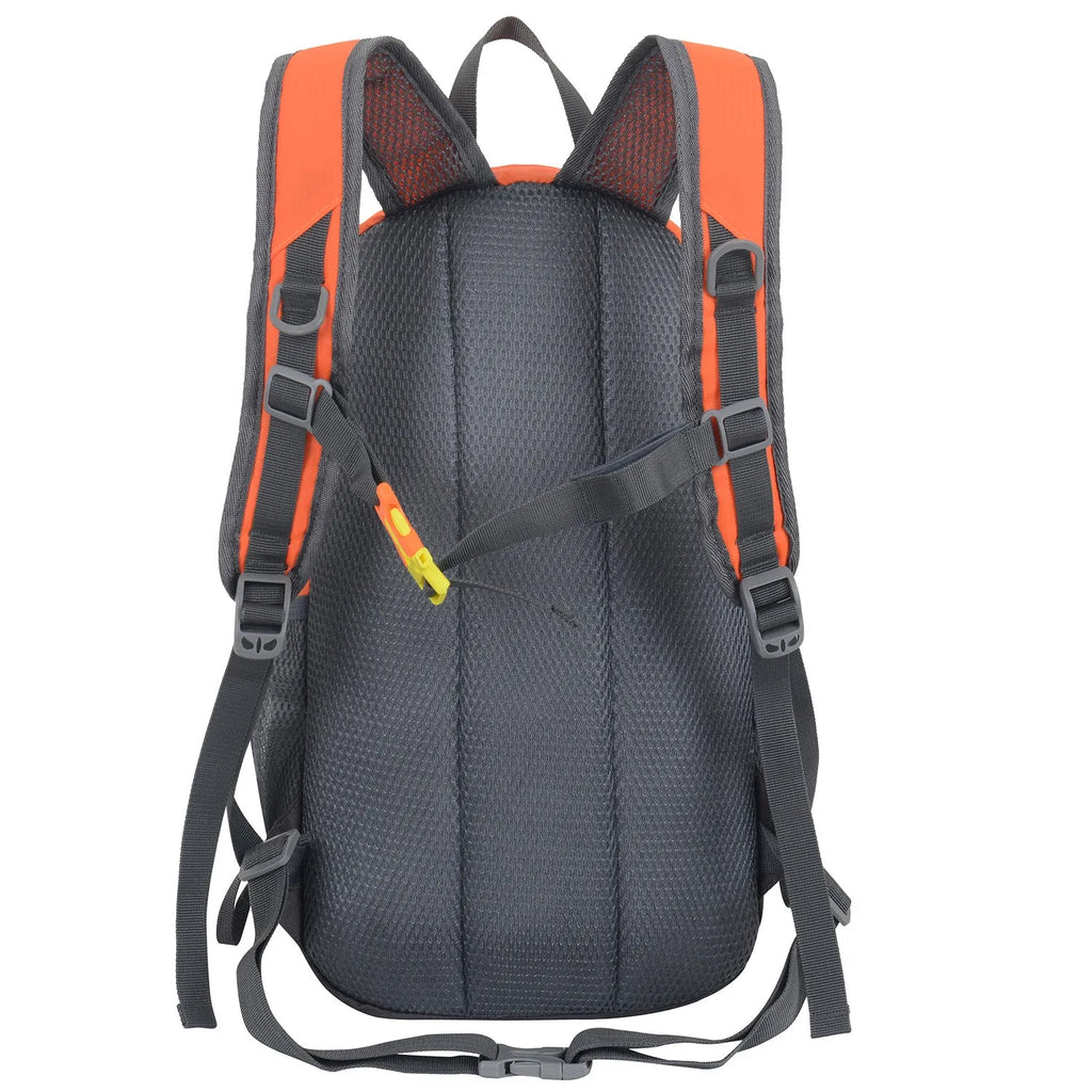 20 litre Oxford cloth outdoor sports backpack in multiple colours showing air pillow belt system.