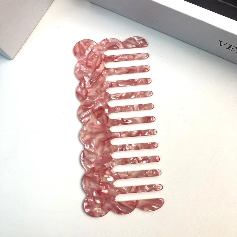 Geometric acetate hair comb with retro wave styling in multiple colour options