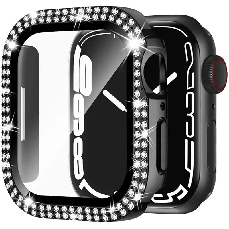 Apple Watch protective case with double diamond glass peep-proof screen in multiple colour options