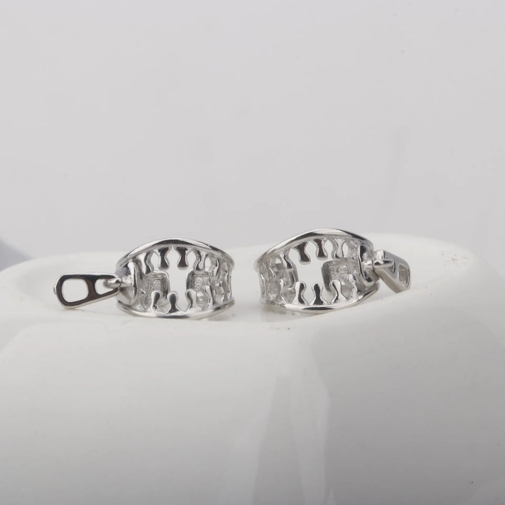Copper geometric clip-on earrings with linear design elements in colour ES862