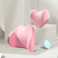 Memory foam car pillow set with heart pattern in black, including headrest and lumbar support pillows