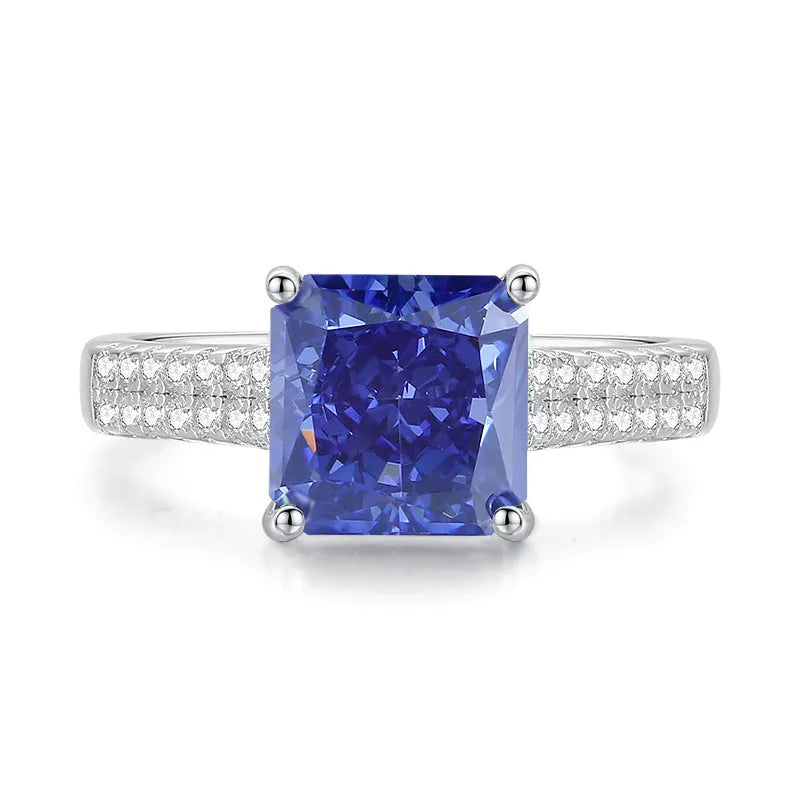 Heart-shaped sterling silver ring with a High Carbon Diamond and tan sang colour zircon stones.