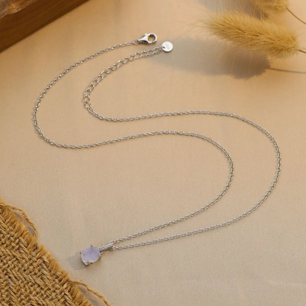Geometric crystal pendant on sterling silver chain with adjustable length